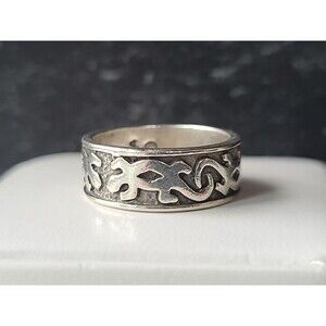 925 Sterling Silver Salamander Band Ring Vintage, SIZE US 5.75